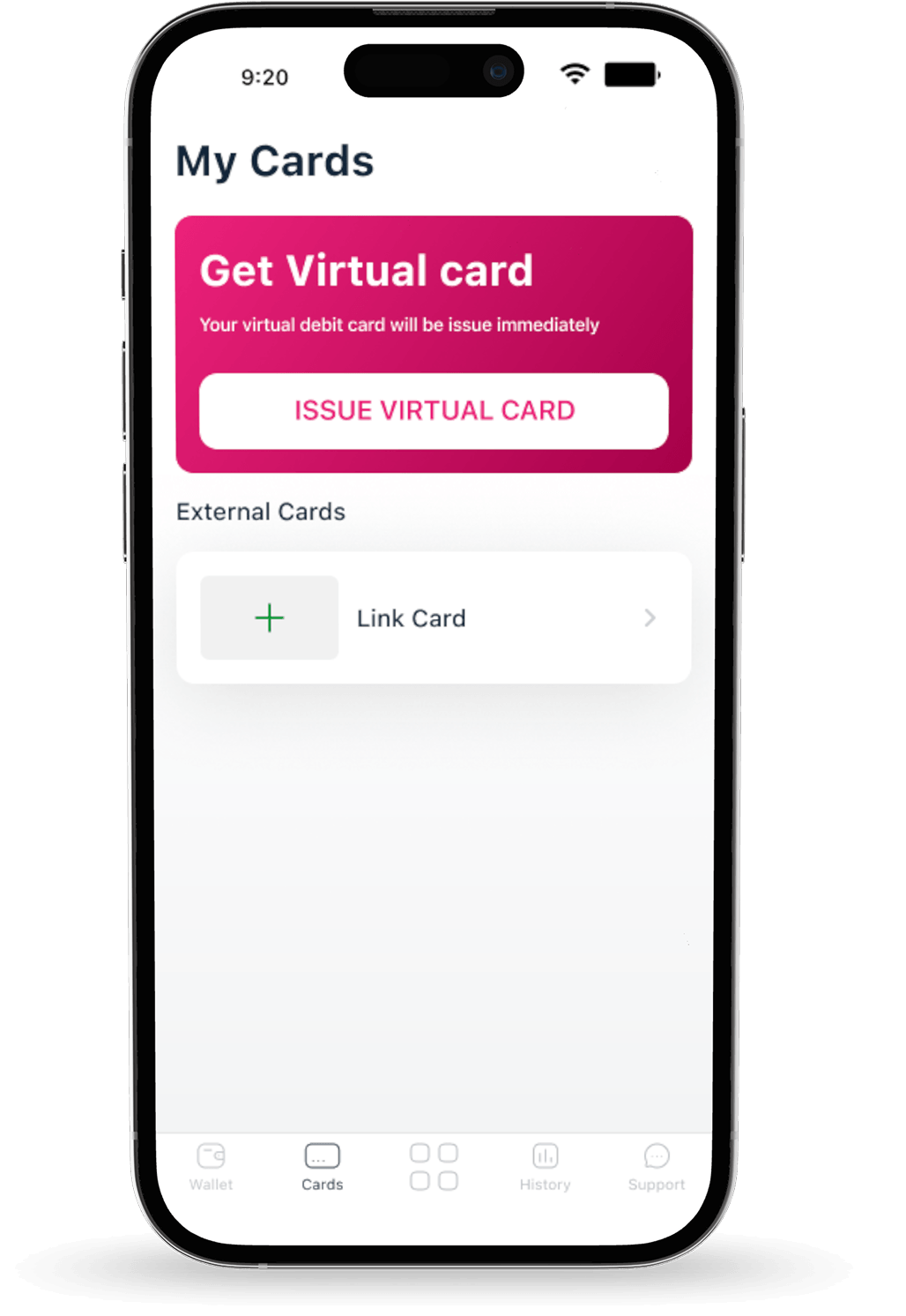Issuing a virtual B9 Visa® Debit Card in the app